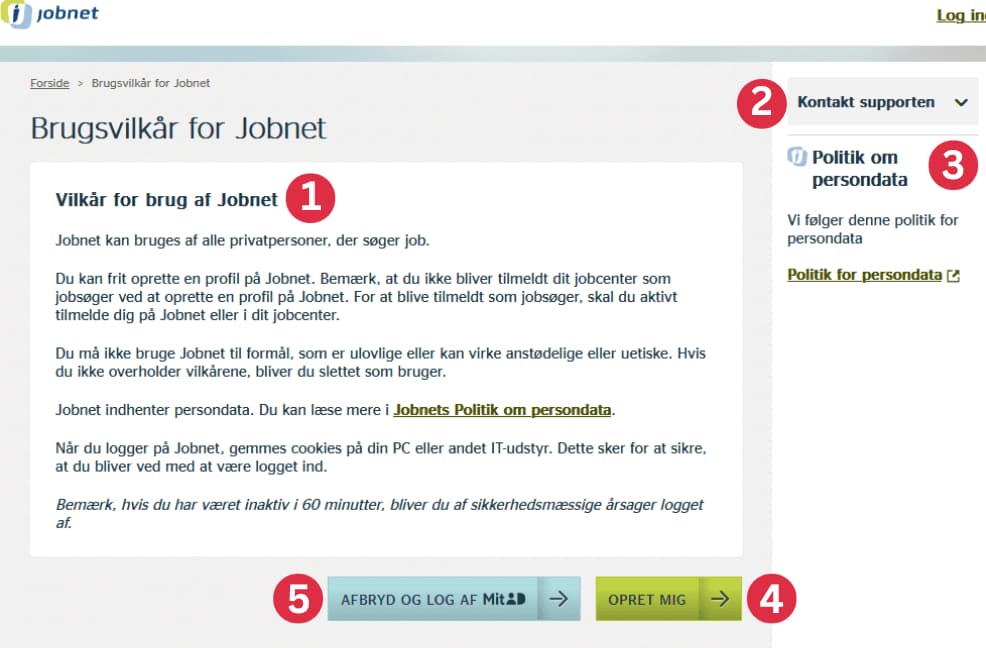 Terms and conditions on Jobnet.dk - the Danish Public Employment Service